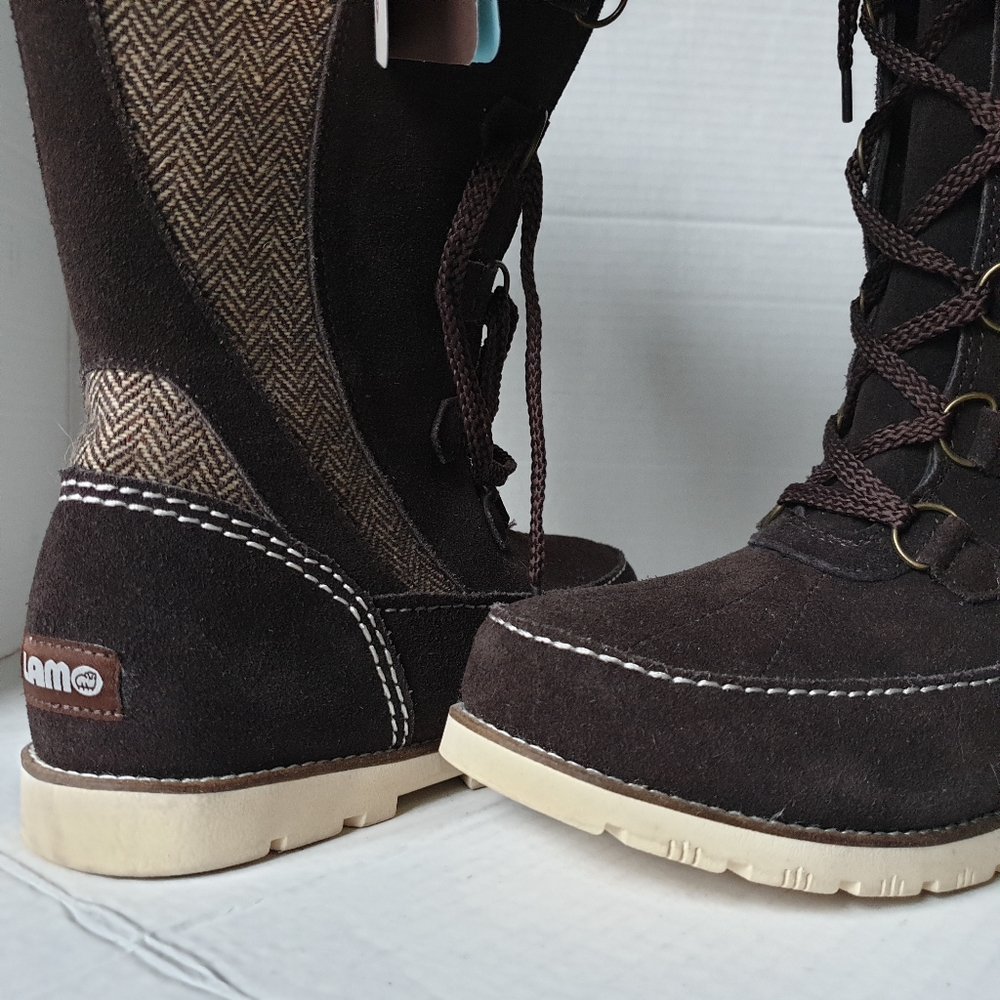 Lamo Wm Harper Premium Choc Brown Suede & Sheepskin Lined Tall Winter Boots 6-7 - Picture 12 of 16